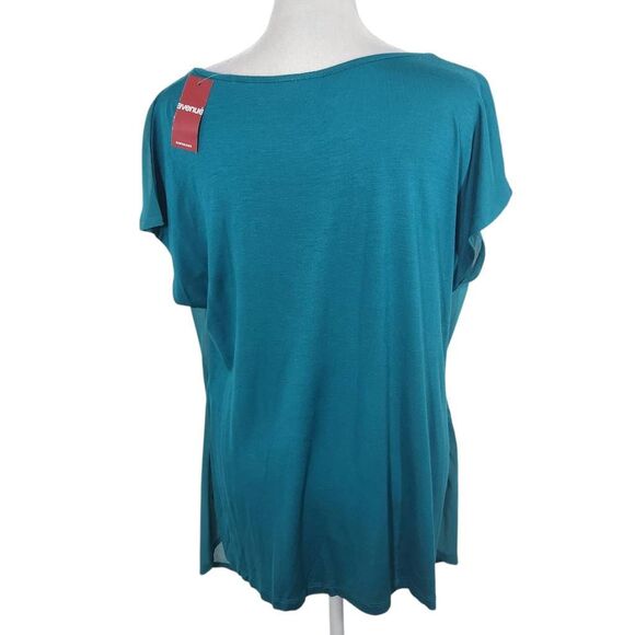 Avenue Blue Blouse with Draped Front NWT Size 14/16 Teal Bloue Top - Picture 2 of 9